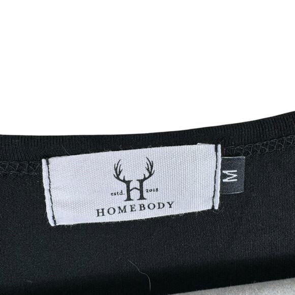 Homebody Black Leopard Print Long Balloon Sleeve Stretchy Pullover Blouse Size M - Picture 4 of 5